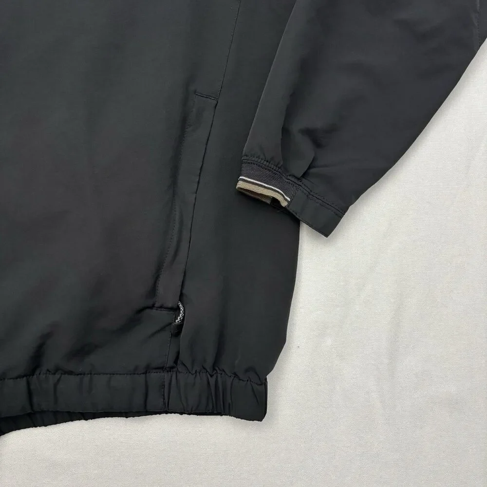 Nike Golf Jacket Mens XL Black V Neck Pullover Windbreaker Zipper Pockets Y2K